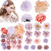 Atoden Purple Flower Hair Clips Hawaiian Realistic Bohemian Flower Hair Clips 16 Pcs Hawaii Boho Clips Artificial Rose Tropical Floral Hair Barrettes Wedding Bridal Hair Accessories for Women Girls