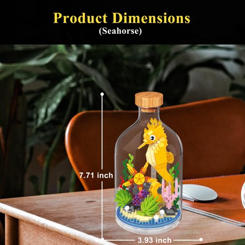 OLTLYUNH Creative Fish Toy Building Set,Adult Mini Animal Friend Set,Party Favors Gift for Kids,Animal Lovers Office Home Decor Building Block,New Year Easter Birthday Gift for Boys Girls(Seahorse)