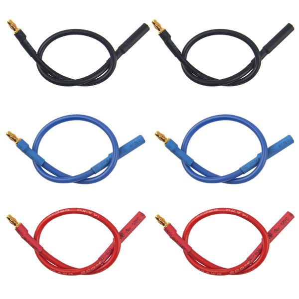 Share Goo 6Pack 7.87" 14AWG 3.5mm Gold Bullet Connector 3.5 Banana Plug Extension Cable Male Female Wire for RC Car Boat Brushless Motor ESC
