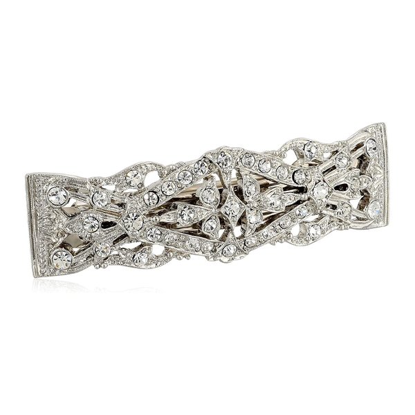 1928 Bridal "Essentials" Opulent Multi Crystal Clear Bar Barrette, (1 Pcs)