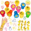36PCS Duck Party Favors 24 Tattoos Sticker 12 Stamp Set - Ideal Rubber Duck Themed Birthday Decor Supplies Goodie Bag, Decorations Classroom Gifts, Cute Rewards for Girls, Baby Shower Prizes