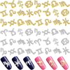 48 Pcs Zodiac Nail Charms Zodiac Sign Charms for Nails 3D Rhinestone Jewelry Nail Art Nail Charms DIY Horoscope for Jewelry Making Nail Necklace Bracelet Earrings Crafts Supplies (Gold, Silver)