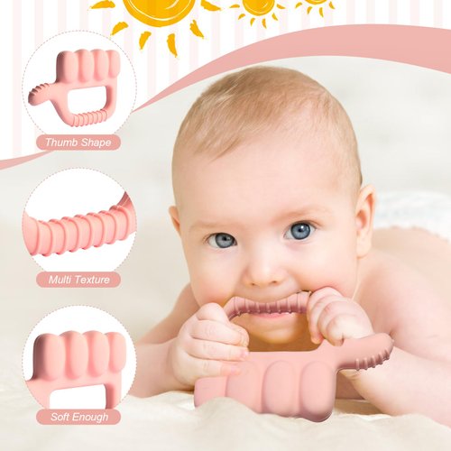 Chelpopo Silicone Teething Toys for Babies 0-6 Months, Teethers for Babies 6-12 Months, Thumb Baby Teether Toy, Sensory Toys for Babies, Baby Chew Toys