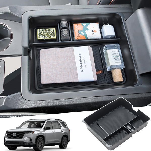 PIMCAR Compatible with 2023 2024 Honda Pilot, 2024 Honda Ridgeline/Passport Center Console Organizer Insert Tray Accessories Armrest Box Divider ABS Plastic Material