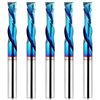 EANOSIC 5PCS Spiral Router Bits Up/Down Cut Compression Bit 1/4 inch Cutting Diameter with Nano Blue Coated, 1/4 inch Shank Solid Carbide CNC End Mill for Wood Carving Engraver Milling Cutters