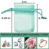 TheDisplayGuys 48-Pack 2" x 2-3/4" Teal Sheer Organza Gift Bags with Drawstring, Goodie Bags for Jewelry, Candy Bags, Treat Bags, Wedding Favors Small Mesh Bags