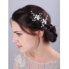 JWICOS Pearl Bridal Hair Pins Silver Crystal Bride Hair Piece Wedding Flower Hair Accessories for Women and Girls (Pack of 2)