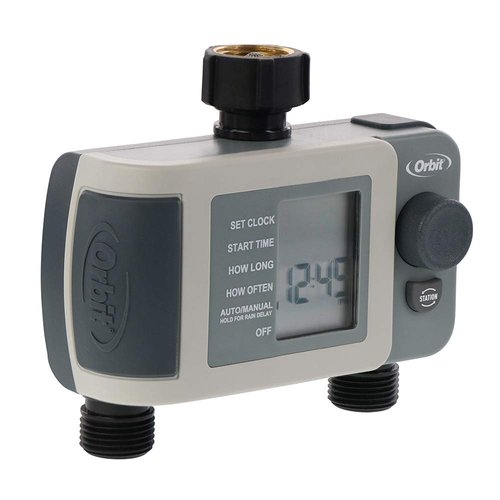 Orbit 24621 2-Outlet Hose Faucet Timer, Gray