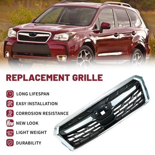 Muztaga 2014-2018 Forester Chrome Moulding Front Grill,Scratch Resistance,Moisture and Corrosion Resistance Strict QC&Fitment Tested