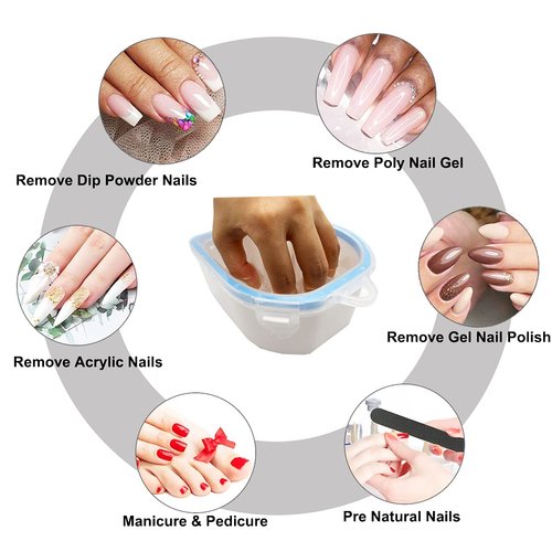 2Pcs Nail Soaking Bowl Acetone Proof, Soak off Gel Polish Remover, Soak off Bowls for Acrylic Nails, Dip Powder Soak off Remover for Home and Salon use