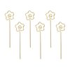 uxcell Stainless Steel Cocktail Picks, 5.12" 6Pcs Metal Cocktail Toothpicks Martini Picks Reusable Star Shape Cocktail Skewers for Drinks Appetizer Fruits (Gold)