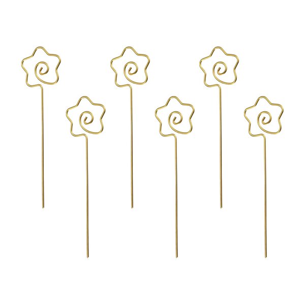 uxcell Stainless Steel Cocktail Picks, 5.12" 6Pcs Metal Cocktail Toothpicks Martini Picks Reusable Star Shape Cocktail Skewers for Drinks Appetizer Fruits (Gold)