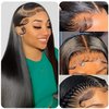 Lace Closure Wigs Human Hair Pre Plucked 5x5 HD Closure Wig Straight Lace Front Wigs Human Hair 150% Density Natural Black 24Inch Glueless Lace Closure Wig with Baby Hair