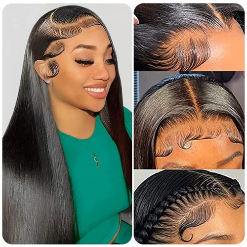 Lace Closure Wigs Human Hair Pre Plucked 5x5 HD Closure Wig Straight Lace Front Wigs Human Hair 150% Density Natural Black 24Inch Glueless Lace Closure Wig with Baby Hair