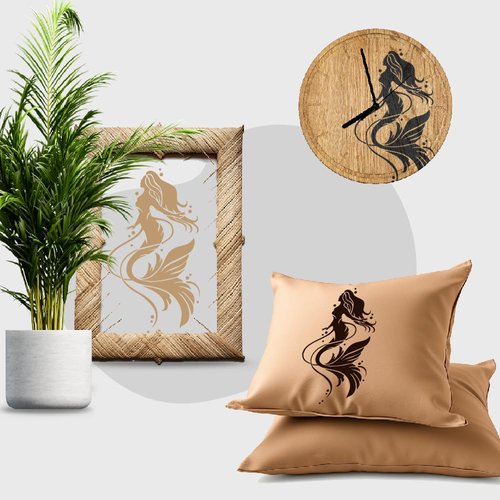 Mermaid Silhouette Stencil 8.5x11 - Reusable Mermaid Stencils - Perfect for Walls, Wood, Arts, and Crafts