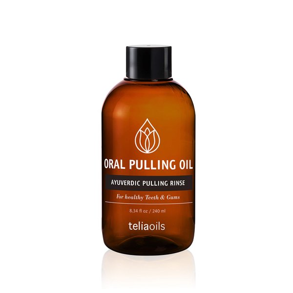 Teliaoils Coconut Pulling Oil (8.34 fl oz / 240 ml) for Mouth, Gums, Tooth – Ayurvedic Dental Mouthwash for Oral Health, Detoxification, Bad Breath – Whitens Teeth & Freshens Breath – Mint Flavor