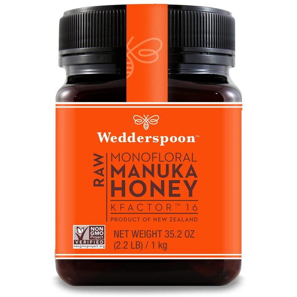 Wedderspoon Raw Premium Manuka Honey, KFactor 16, 35.2 Oz, Unpasteurized, Genuine New Zealand Honey, Traceable From Our Hives To Your Home