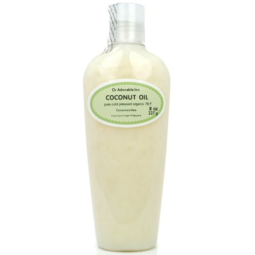 Dr Adorable - 8 oz - Coconut Oil 76 Degree - 100% Pure Natural Organic Cold Pressed