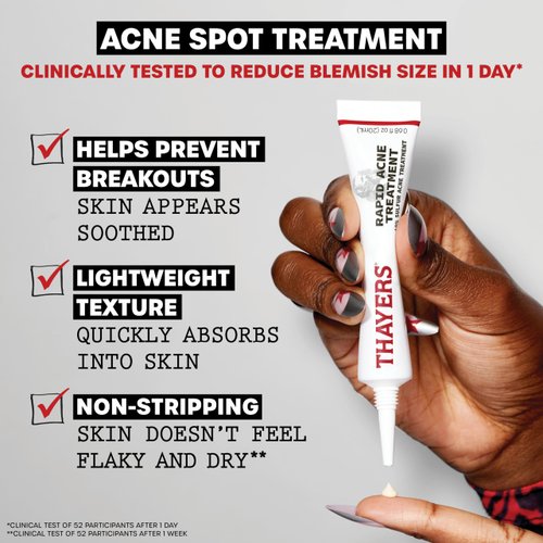 Thayers Rapid Acne Treatment with 10% Sulfur, Sulfur Acne Treatment with Niacinamide and Glycolic Acid, Soothing and Non-Stripping Skin Care, 0.68 Fl Oz