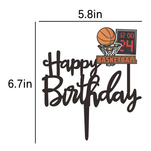 HAKPUOTR Basketball Birthday Cake Topper, Happy Birthday Cake Topper for Man/Kids/Boy‘s Basketball/Sport Themed Birthday Party Cake Decoration