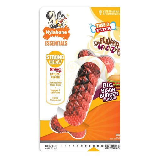 Nylabone Bison Flavour Rubber Braid Bone Dog Chew Toy, Small
