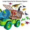 TEMI Dinosaur Truck Toy for Kids 3-5 Years, Triceratops Transport Car Carrier with 8 Dino Figures, Activity Play Mat, Dino Eggs and Trees, Capture Jurassic Dinosaurs Play Set for Boys and Girls