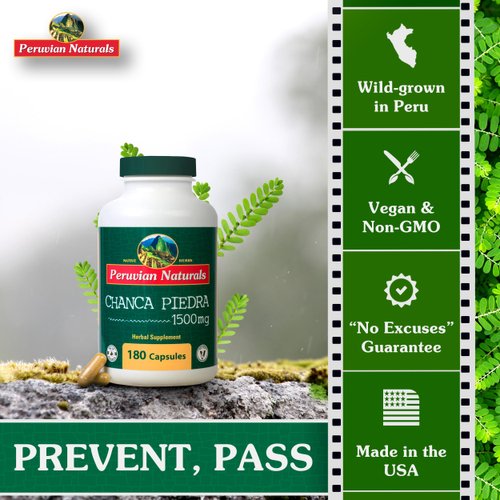 Chanca Piedra 180 Capsules Stone Breaker Kidney Supplement All-Natural Chancapiedra Stonebreaker from Peru