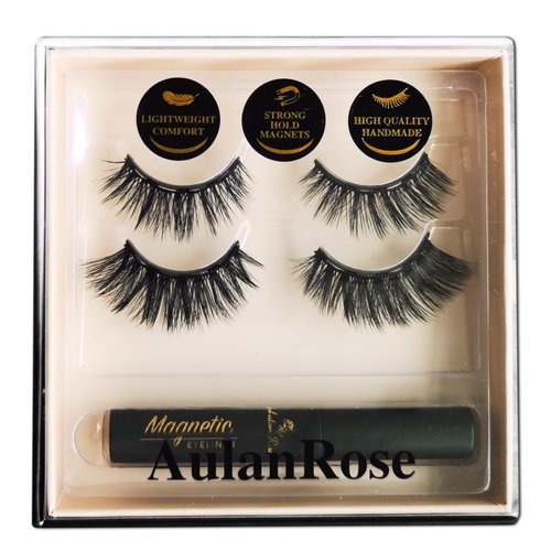 AulanRose Magnetic Eyelashes Kit Natural Look, Magnetic Lashes with Eyeliner for Medium Cat Eye, Cruelty-Free & Vegan Faux Mink Lashes, 60 Wears