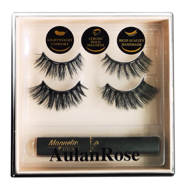 AulanRose Magnetic Eyelashes Kit Natural Look, Magnetic Lashes with Eyeliner for Medium Cat Eye, Cruelty-Free & Vegan Faux Mink Lashes, 60 Wears