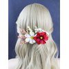 Brihasory Flower Hair Comb Boho Side Combs for Women and Girls, White and Red Artificial Flower Hair Clip Floral Hair Headpiece for Brides and Bridesmaids Valentines Day Festival Gifts
