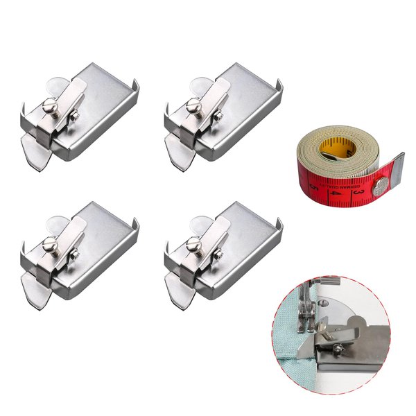 Upgrade Magnetic Seam Guide,Magnetic Seam Guide for Sewing Machine, Multifunctional Hem Guide for Sewing Machine, Sewing Supplies Accessories（4PCS Magnetic Seam Guide +1PCS Tape Measure）