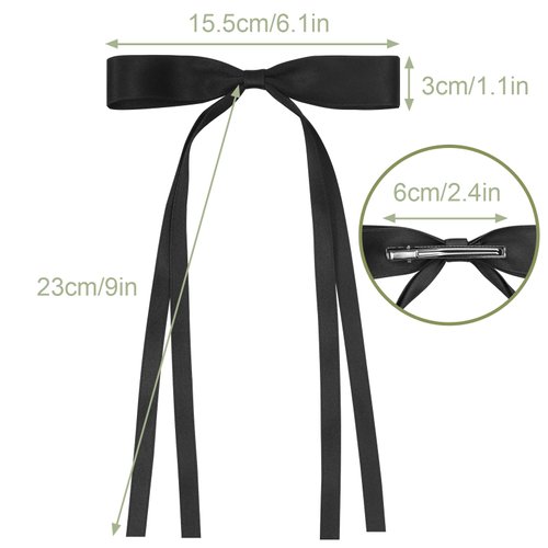 12 PCS Women's Hair Accessories: Long Tail Ribbon Barrettes and Clips with Cute Bows
