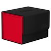 Ultimate Guard Sidewinder Synergy 100+, Deck Box for 100 Double-Sleeved TCG Cards, Black/Red, Magnetic Closure & Microfiber Inner Lining