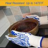 Ove Gloves mit BBQ Heat Proof Oven Mitts 11Inch 1472℉ guantes para Caliente Grill Proof Heat for Men Women BBQ Gloves Bake Gift Set Cooking Gloves for Cooking Grilling Baking Welding (White Red)