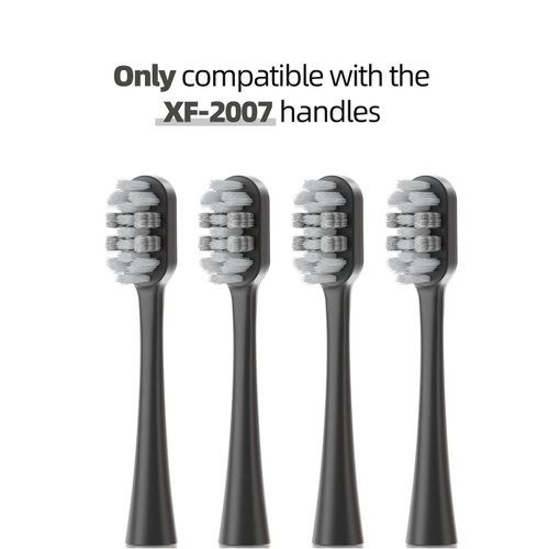 XFU-2007 Sonic Electric Battery Toothbrush Replaceable Brush Head*4, Compatible with The XF-2007 Handles（Black）