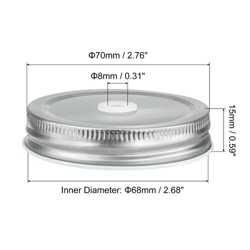 uxcell 24Pcs Mason Jar Lids with Straw Hole, 70mm Tinplate Canning Lids Fits Regular Mouth Mason Jar, Drinking Lids Set Reusable for DIY, Drinking, Daily Food Storage, Silver