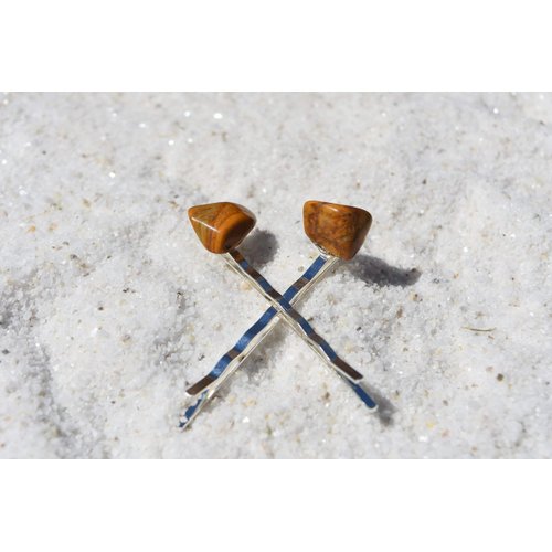 Yellow Jasper Stone Hair Pins (Quantity of 2)