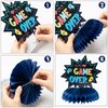 BeYumi 12 Pcs Blue Video Game Honeycomb Centerpieces Table Toppers 3D Video Game Table Decorations Supplies Kit for Kids Boys Game Fans Level Up Game Over Gaming Theme Birthday Party Baby Shower