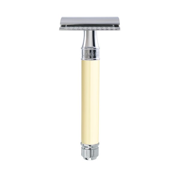 Edwin Jagger DE87BLAMZ Classic Double Edge Manual Eco-Friendly and Reusable Safety Razor for Men and Women for Shaving Cream or Soap Fits All DE Razor Blades (Imitation Ivory)