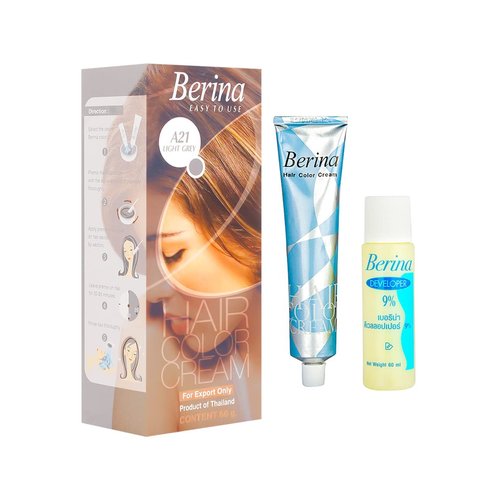 Berina A21 Light Grey Silver Permanent Hair Dye Color Cream Unisex - Punk Style