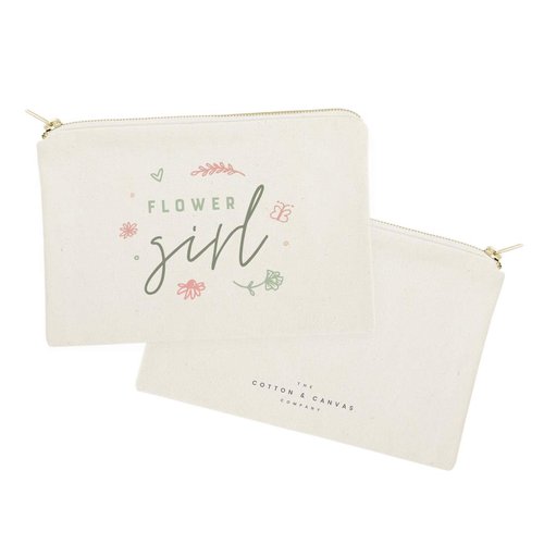 The Cotton & Canvas Co. Floral Flower Girl Wedding Cosmetic Bag, Bridal Party Gift and Travel Make Up Pouch