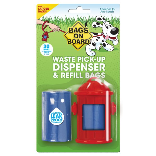 Bags on Board Fire Hydrant Style Dog Waste Bag Dispenser with 30 Refill Bags