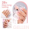 Gellen Rubber Gel Base for Nails, 6 in 1 Builder Strengthener Gel, Natrual Glitter Pink Base Coat Nail Polish,18ml Jelly Gel Nail Polish, UV Rubber Base Gel for Manicure, Nail Art, Salon Gift for Her