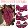 FULZTEY Hair Bow Clips for Women Girls Navy Blue Big Bowknot Hair Clips with Long Tail Solid Satin Ribbon Hairclips French Coquette Barrette Alligators Cute Hair Accessories Gifts 2Pcs