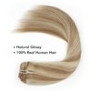 Sixstarhair 16inch Clip In Hair Extensions Ash Brown Fading to Ash Blonde 7 Pieces Natural Human Hair Invisible Remy Hair Extensions 140g per Pack [Color P8-60# 16inch]