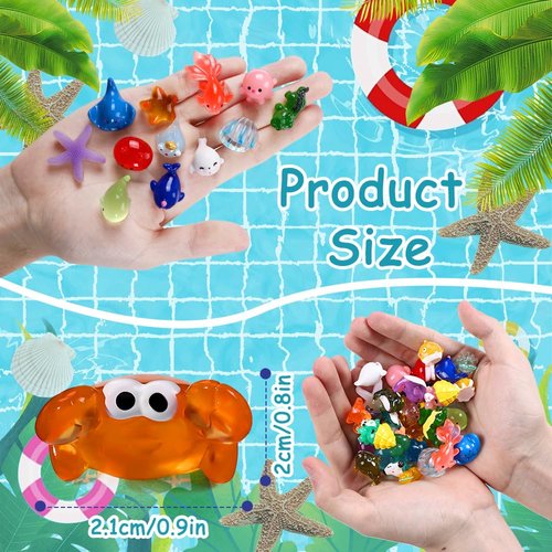 DIYDEC 36pcs Mini Ocean Resin Animals Tiny Sea Animals Figurines Marine Miniature Plastic Animals Aquarium Ornaments Decorations for DIY Fish Tank Potted Micro Fairy Garden Dollhouse