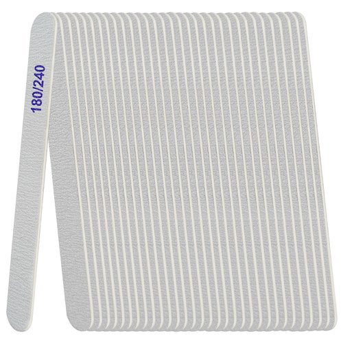 Nail Files (24 Pack), 180/240 Grit Wooden Emery Board Nail File Double Sided Emory Fingernail Files for Natural and Acrylic Nails Gel Nail Professional Reusable Manicure Pedicure Gray