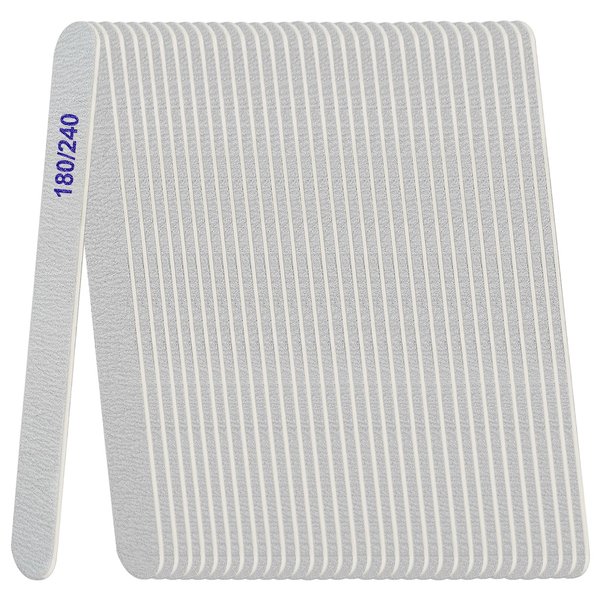 Nail Files (24 Pack), 180/240 Grit Wooden Emery Board Nail File Double Sided Emory Fingernail Files for Natural and Acrylic Nails Gel Nail Professional Reusable Manicure Pedicure Gray