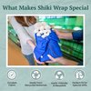 SHIKIWRAP Reusable Cloth Gift Wrap – Extra Large 36" Deep Blue Eco-Friendly Reversible, Stretchy Furoshiki Fabric Wrap for Birthday Gifts, Holidays, Special Occasions & Sustainable Living