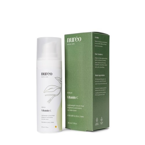 Nureo Vitamin C Serum - Brightening & Firming, 30ml - L-Ascorbic Acid, Ferulic Acid, Sea Buckthorn Oil, Hyaluronic Acid - Anti-Aging & Deep Hydration